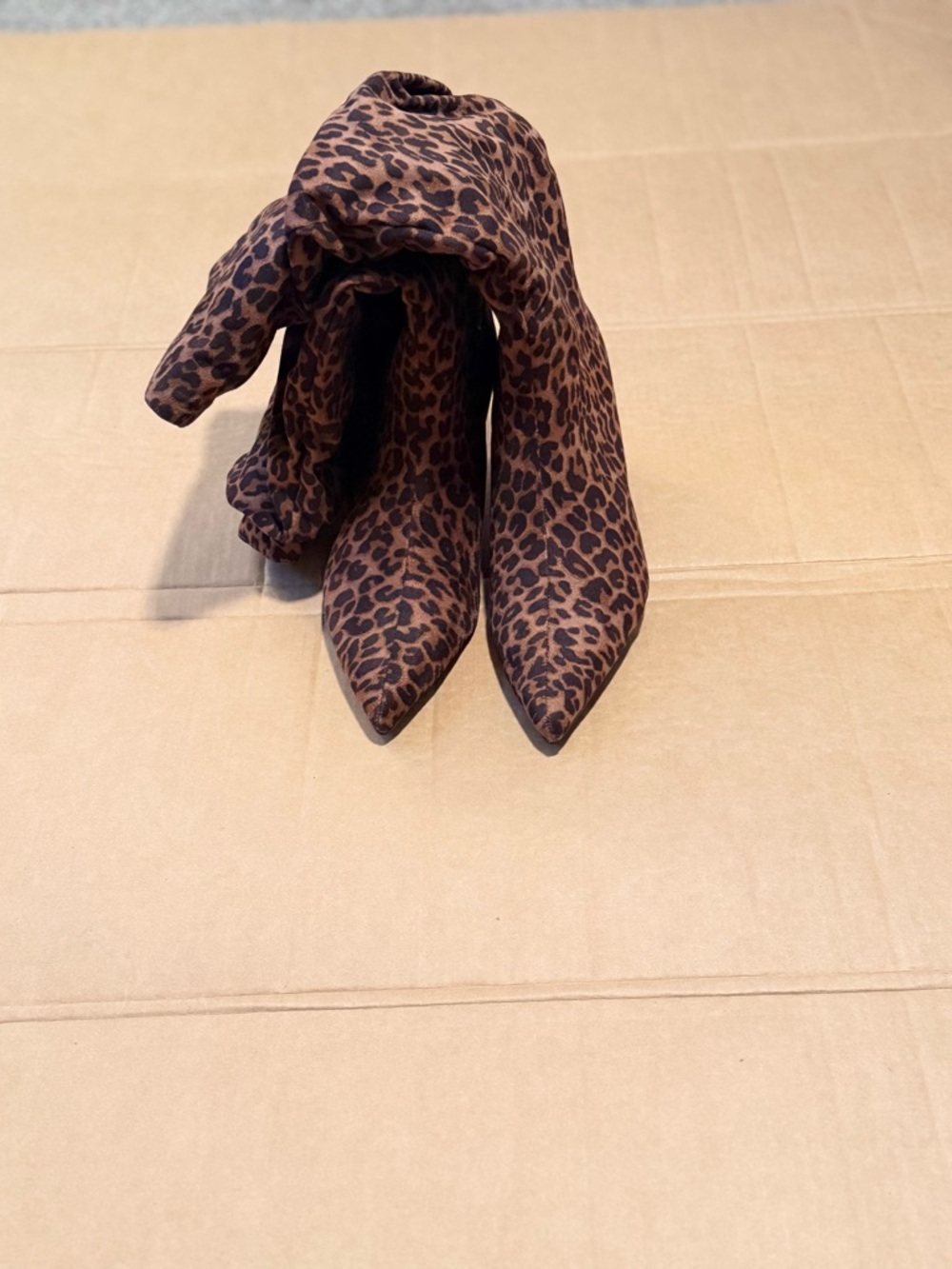 Leopard Print Pointed Toe Women's Boots - Brown